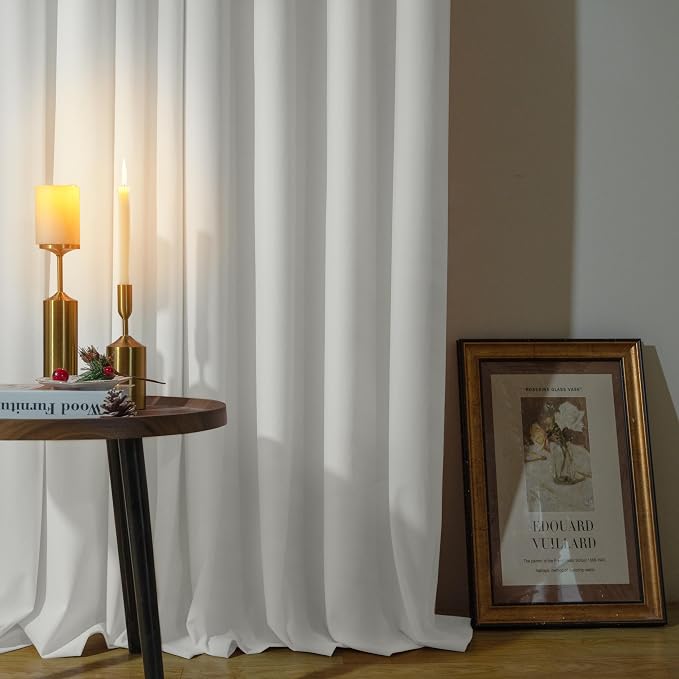 YoungsTex Extra Long Velvet Curtains 108 Inch Length 2 Panels, Ivory White Luxury Drapes with Grommet Super Soft Thermal Privacy Window Treatments for Bedroom Living Room, 52 X 108 Inch