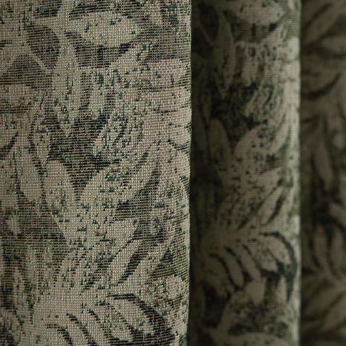 ENJOYBRIDAL Green Leaf 84 Inch Curtains 2 Panel Set Farmhouse Floor Length Drapes Semi Sheer Rod Pocket Bedroom Rustic Window Curtain Panels Living Room Boho Aesthetic Country Tassel Window Treatments