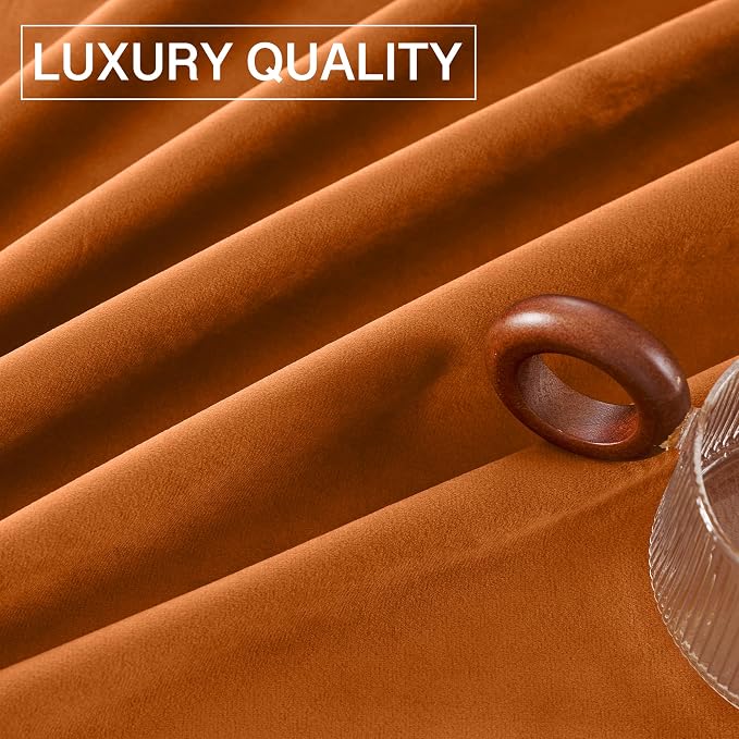 StangH Orange Velvet Curtains 108 inches Long, Extra Long Luxury Home Decor Room Darkening Energy Saving Window Treatment Holiday Backdrops for Party, W52 x L108, 2 Panels | 300GSM Rich Soft Velvet, Holiday Window Treatment, Backdrop Curtains, Thermal ...