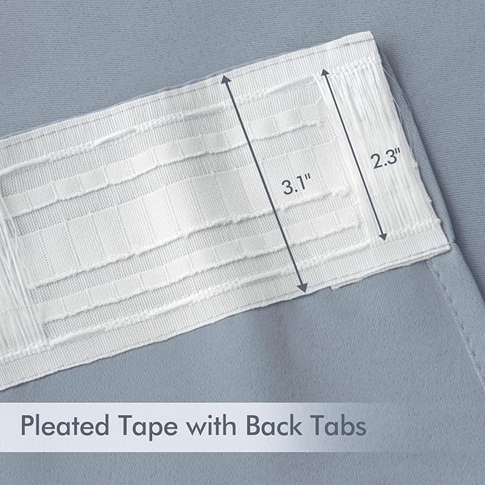MIULEE Light Blue Back Tab Blackout Curtains 72 Inches Long 2 Panels Set for Living Room Bedroom Privacy, Rod Pocket/Pinch Pleat Thermal Insulated Room Darkening Pleated Light Blocking Drapes