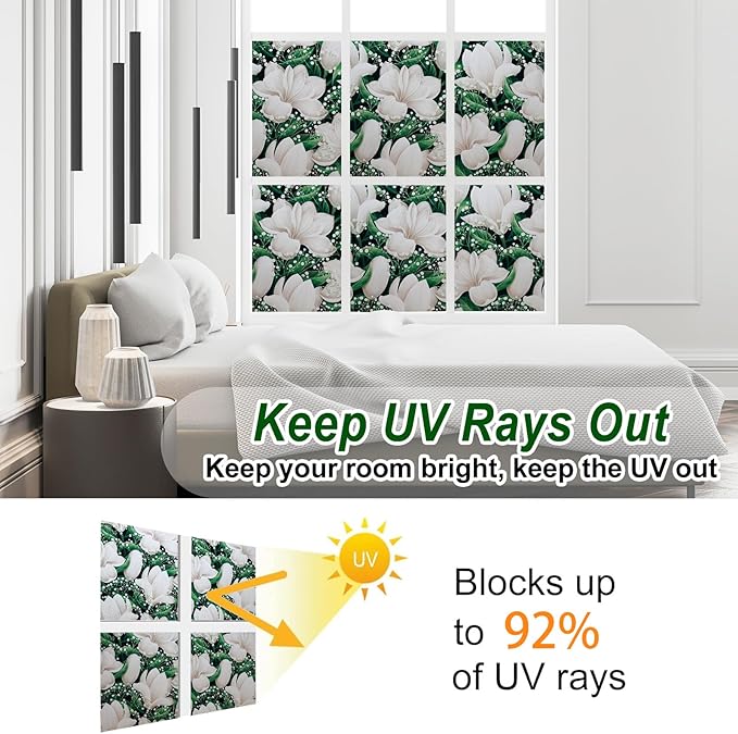 SOMWISE Frosted Glass Window Privacy Film with Tools, Heat Blocking, Anti-UV, Anti-Glare, Static Cling, Decor for Home Bathroom Door, Renter Friendly, Removable, Reusable, Green 45Inchx78.5Inch