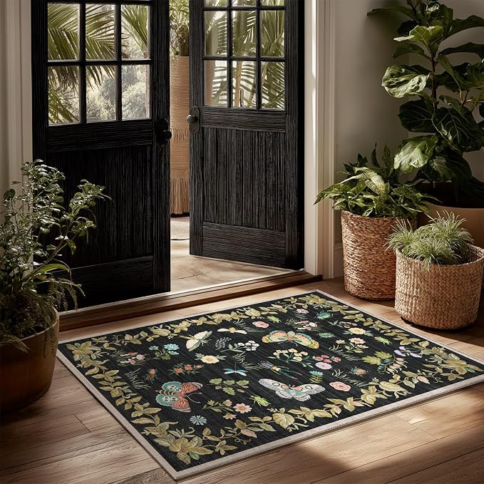 Washable Small Area Rugs for Entryway: 2x3 Throw Rug Door Mat Indoor Entrance Stain Resistant Non-Slip Low Pile Soft Carpets for Kitchen Front Door Indoor Entrance Entry Bedroom Bedside Farmhouse