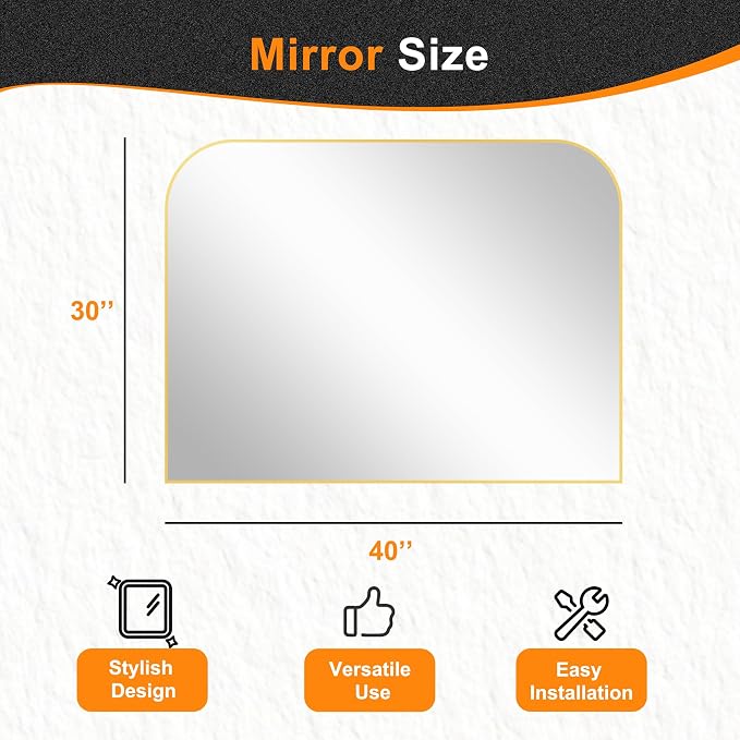 Bathroom Vanity Mirror,30" x 40" Gold Metal Framed Wall Mirror for Over Sink, Living Room, Bedroom,Entryway Decor