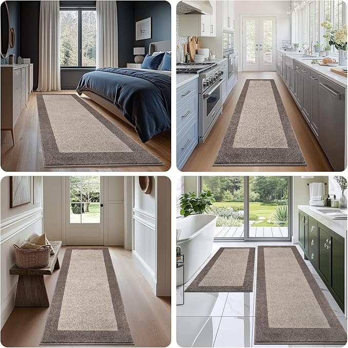 Machine Washable Runner Rug 32" x 144", Non Slip Kitchen Rug for Floor, Absorbent Entrance Rug for Hallway, Bedroom, Living Room, (Roll Packing)