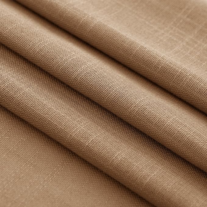 Brown Curtains for Living Room Back Tab Modern Farmhouse Semi Sheer Curtains 96 inches Long 2 Panels Set Muted Neutral Window Curtain for Dining Room Bedroom 52x96