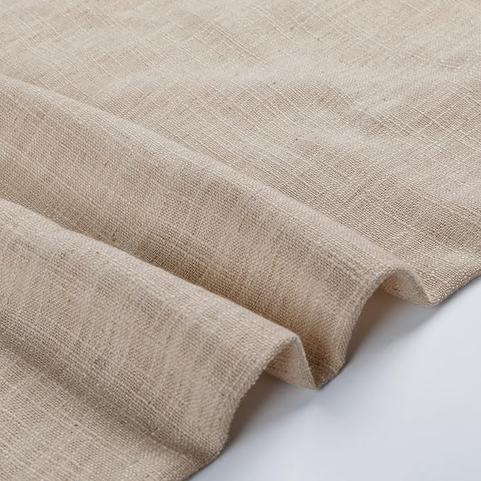 TWOPAGES 26" W x 36" L Linen Blend Cafe Curtains for Kitchen Window, Light Filtering Pinch Pleated Tier Curtains, Modern Farmhouse Half Window Curtains for Bathroom, Tapioca, 2 Panels