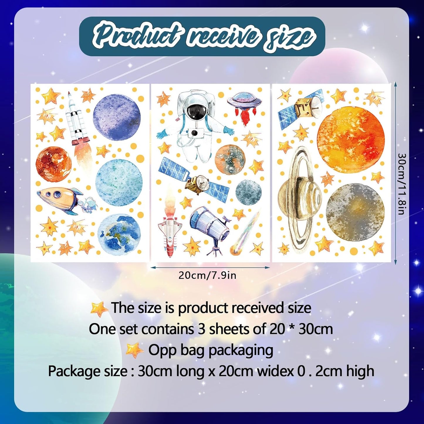 Glow in The Dark Planets and Stars Wall Decals, Luminous Astronaut Galaxy Space Rockets Wall Stickers Space Ceiling Decor for Boys Girls Bedroom Kids Baby Nursery Living Room Decoration