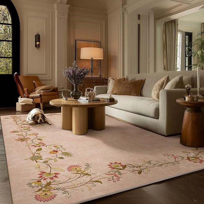 palohom 6x9 Area Rugs for Living Room: Washable Bedroom Rug Stain Resistant Non Slip Low Pile Ultra Soft Faux Wool Lightweight Large Rugs for Dining Room Kitchen Farmhouse Nursery Home Office Indoor