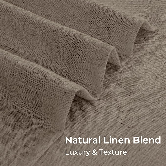 CAPALOCA Pinch Pleated Blackout Curtains 102 Inches Long, Linen Blend, 100% Blackout Drapes with 20 Hooks, Ideal for Bedroom and Living Room, 40" W x 102" L (Pack of 2), Burlywood Birch