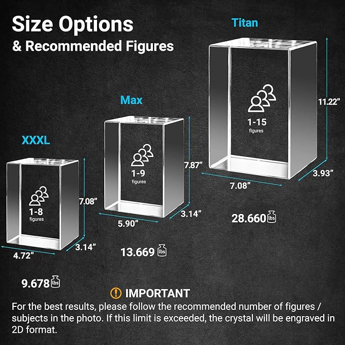 ArtPix 3D Premium Crystal Photo, Personalized Gifts for Father, Dad, Men, Husband, Grandpa, Great Customized Gift With Your Own Photo for Mom, Wife, Women, Custom Glass 3D Laser Etched Picture Frame