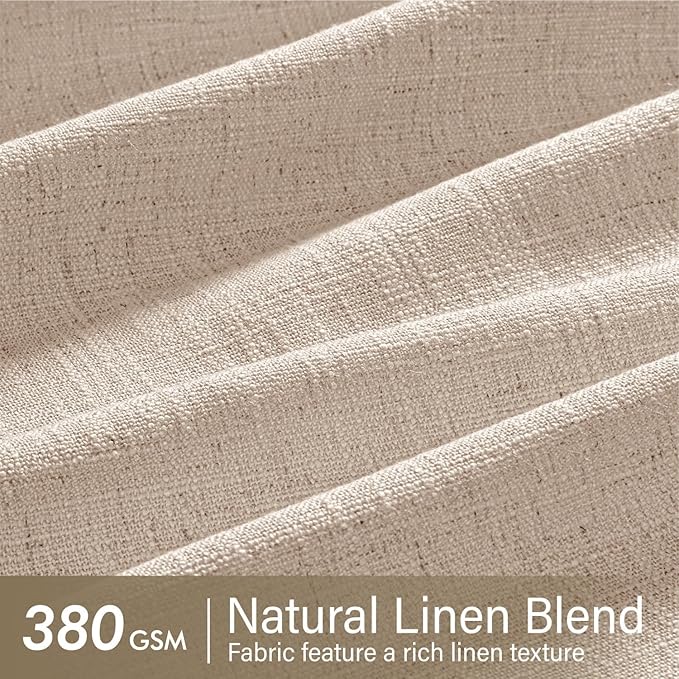 MIULEE Pinch Pleated Thick Linen Curtains 96 Inches Long 2 Panels for Living Room Bedroom, Memory Trained Pleat Drapes Light Filtering Sand Beige Semi Sheer Window Curtains Hooks Rings Back Tab