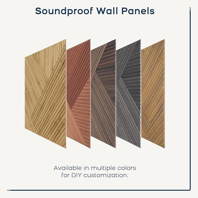 BUBOS 6 Pack Acoustic Wall Panels - High-Density Polyester Sound Absorbing Panels, Decorative Wood Print Treatment for Recording Studio & Home Office, Peel and Stick, 23.6" x 23.6"