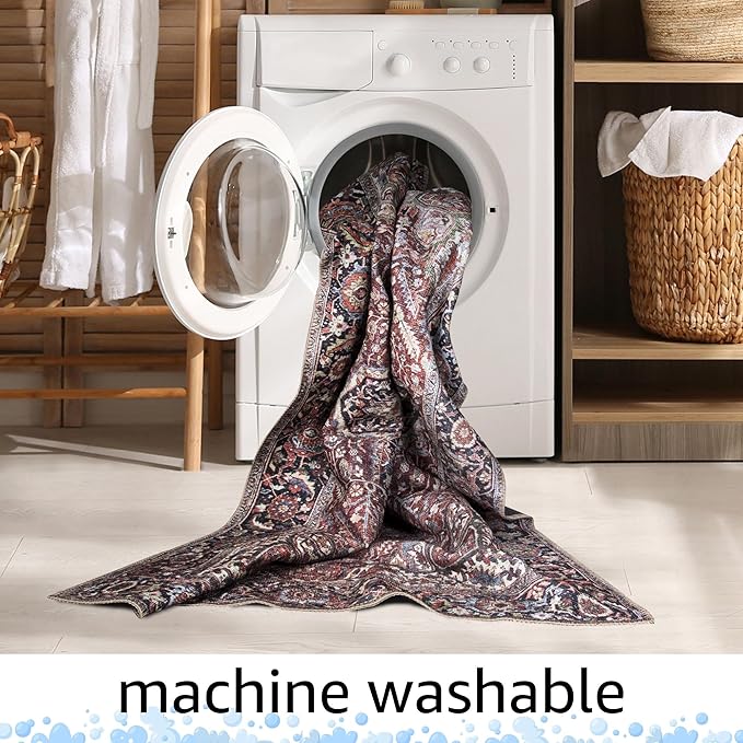Keen Home Design 30"x144" Rug - Machine Washable Runner Rug with Non-Slip Backing, Ideal for Hallway, Entryway, Kitchen, Laundry Room - Vintage, Easy Clean, Durable, Low Pile - (2'6" x 12')