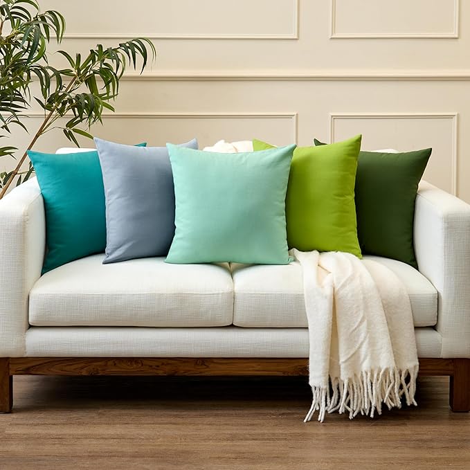 Encasa XO Throw Pillow Covers 20x20 in Set of 2 Lime Green | No Inserts | Cotton Pillow Covers for Living Room, Bed, Sofa, Couch | Decorative Cushion Covers with Improved Zipper