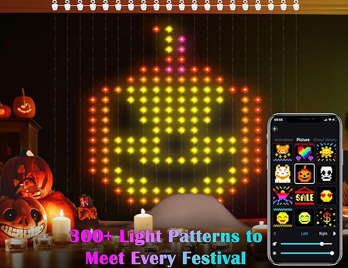 Smart Curtain Lights 400 LED, Color Changing American Flag Fairy Lights with APP & Remote 6.6 x 6.6 FT, DIY Waterproof Decor for Bedroom Backdrop Outdoor 4th of July Halloween Christmas