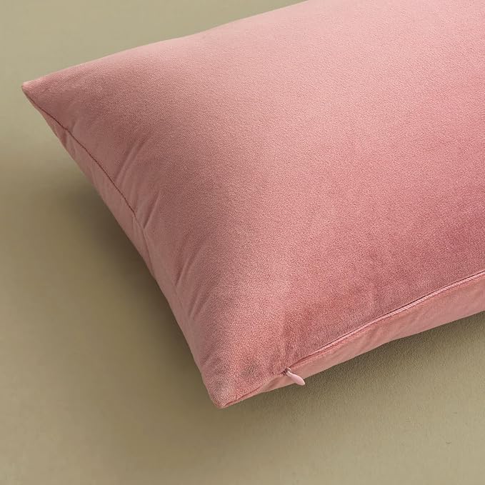 MIULEE Velvet Throw Pillow Covers 16x16 Inch, Pack of 2 - Dusty Pink, Soft Solid Decorative Pillow Covers Cushion Cases Modern Luxury Home Decor for Spring Couch Sofa Bedroom Livingroom