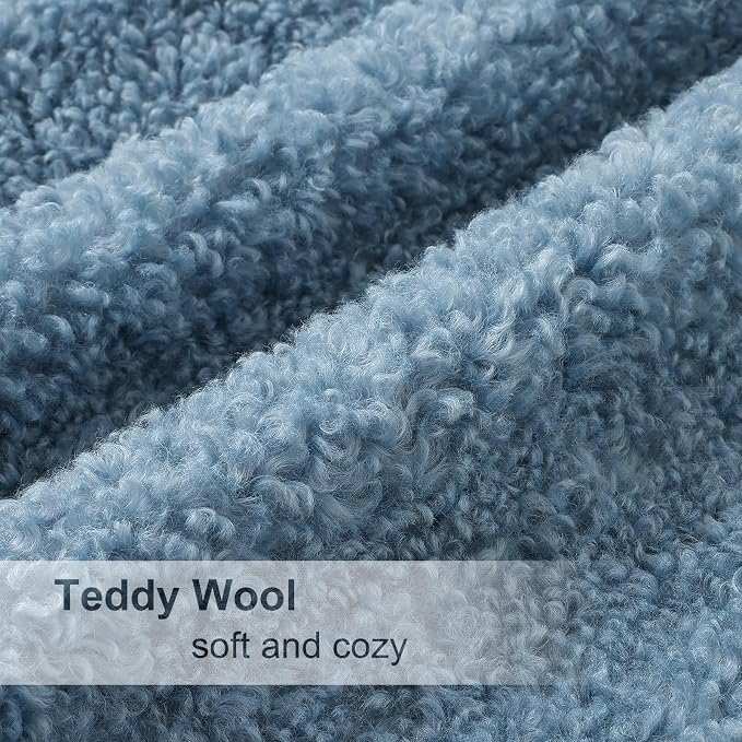 decorUhome Pack of 2 Throw Pillow Covers 12x20 Inch, Faux Fur Decorative Sherpa Pillow Covers Fuzzy Accent Soft Sheepskin Fleece Pillow Cases for Couch Living Room Bed, Light Blue
