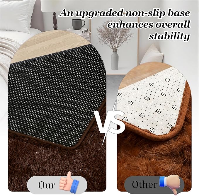 Fluffy 5x7 Area Rugs for Living Room Bedroom: Ultra Soft Shag Rug Non-Slip Non-Shedding Small Plush Bedside Rug Indoor Floor Carpets for Kids Room Playroom Entryway Nursery Dorms Home Decor Brown