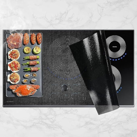 KitchenRaku Large Induction Cooktop Protector Mat, 20.4 x 30.7 inch, Translucent Magnetic Electric Stove Burner Covers, Antiscratch Glass Top Stove Cover