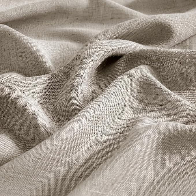 MIULEE Burlywood Birch Linen Curtains 54 Inch Length 2 Panels for Bedroom Living Room, Soft Linen Textured Window Drapes Semi Sheer Light Filtering Back Tab Rod Pocket Farmhouse Burlap Look Decor