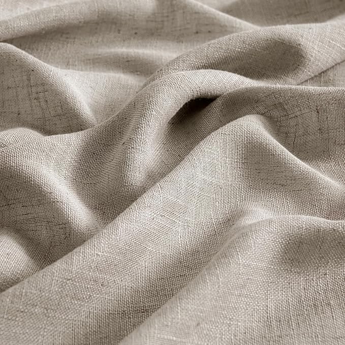 MIULEE Burlywood Birch Linen Curtains 108 Inches Long 2 Panels for Bedroom Living Room, Soft Linen Textured Window Drapes Semi Sheer Light Filtering Back Tab Rod Pocket Farmhouse Burlap Look Decor