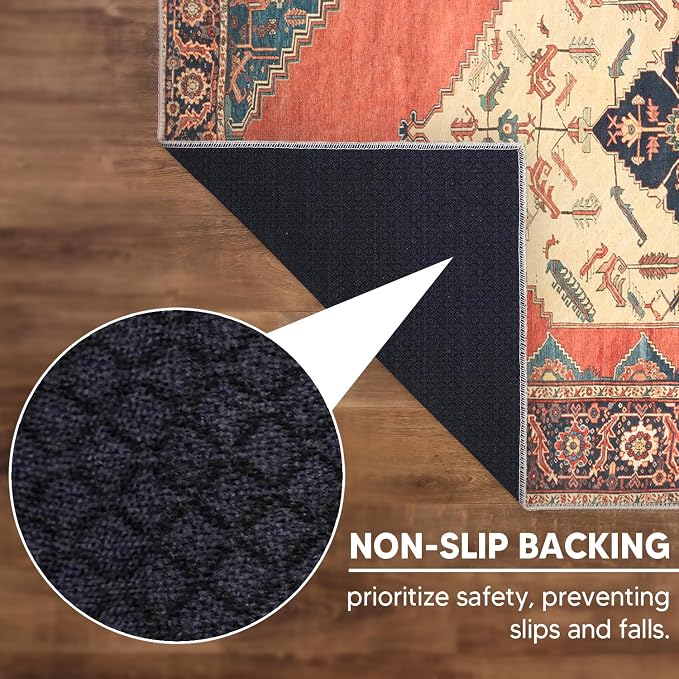 Keen Home Design 30"x144" Rug - Machine Washable Runner with Non-Slip Backing, Ideal for Hallway, Entryway, Kitchen, Laundry Room - Vintage, Easy Clean, Durable, Low Pile Rug - (2'6" x 12')