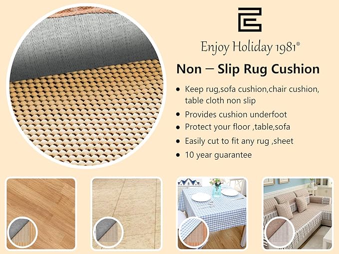 Non Slip Area Rug Pad Gripper - 9X12 Strong Grip Carpet pad for Area Rugs and Hardwood Floors, Provides Protection and Cushion