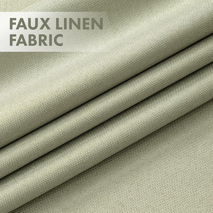 MIULEE 100% Blackout Linen Curtains for Bedroom 84 inches Long, Thermal Insulated Room Darkening Black Out Drapes for Living Room, Back Tab Rod Pocket, 2 Panels Set, 40 Wide x 84 Length, Sage Green