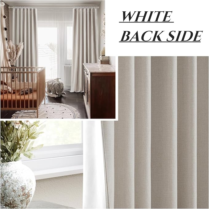 QJmydeco 100 Inch Curtains Complete Blackout Curtains for Bedroom 2 Panels Set, Large Window Custom Length 100 Inches Long Neutral Cream Colored Thermal Drapes for Sliding Glass Doors (W50"xL100 2Pcs)