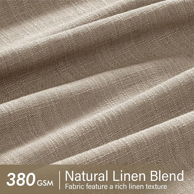 MIULEE Pinch Pleated Thick Linen Curtains 108 Inches Length 2 Panels for Living Room Bedroom, Extra Long Pinch Pleat Drapes Back Tab Light Filtering Grey Beige Foor to Ceiling Curtains with Hooks