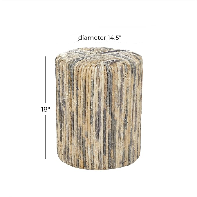 Deco 79 Banana Leaf Woven Accent Table, 15" x 15" x 18", Multi Colored