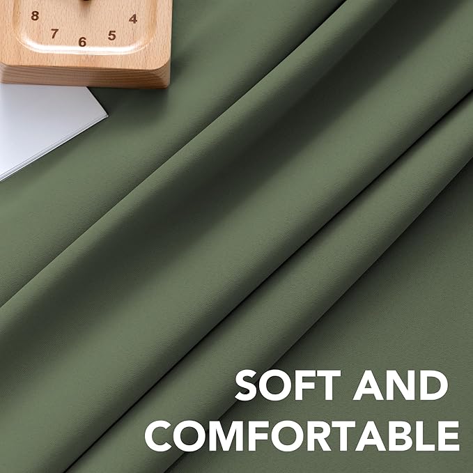 H.VERSAILTEX Blackout Curtains Thermal Insulated Window Treatment Panels Room Darkening Blackout Drapes for Living Room Back Tab/Rod Pocket Bedroom Draperies (2 Panels, Bronze Green, 52 x 84 Inch)