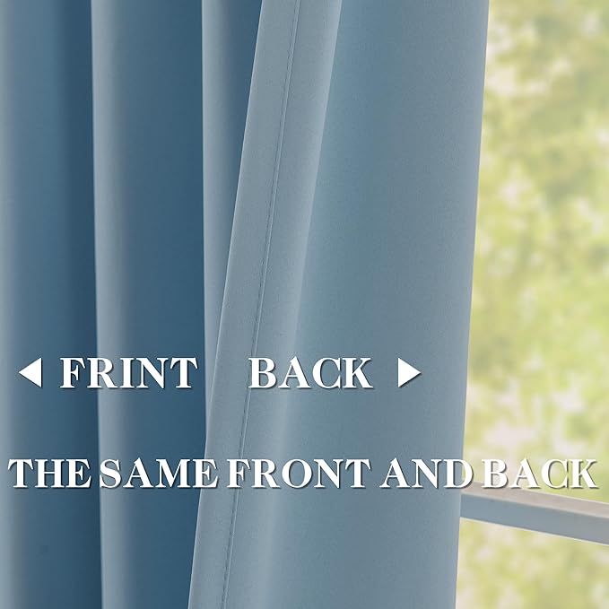 DONREN Dusty Blue Pinch Pleated Blackout Curtains with Hooks - 104 inch Length Room Darkening Thermal Insulated Window Curtain Panels for Living Room Bedroom 2 Panel 40" Wx104 L