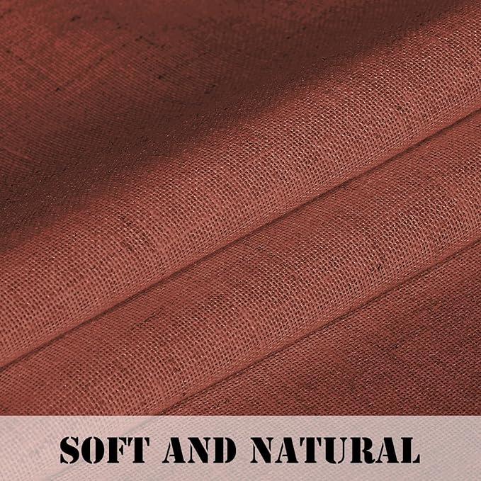 H.VERSAILTEX Linen Curtains Elegant Natural Linen Blended Curtains Energy Efficient Light Filtering/Rod Pocket Window Treatments Panels/Drapes for Living Room (Set of 2, Rust, 52 inch W X 72 inch L)