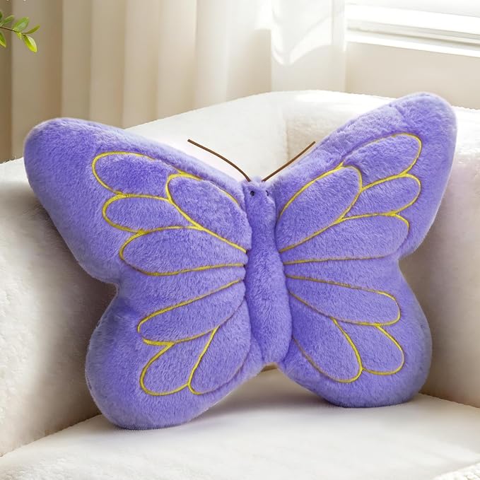 FALAX Butterfly Shaped Pillow 17.7" Soft Plush Decorative Throw Pillows | Soft Hugging Pillows, Comfort Seat Cushions, Aesthetics Room Decor, Cute Decorative Throw Pillows for Bedroom Couch Bed Dorm