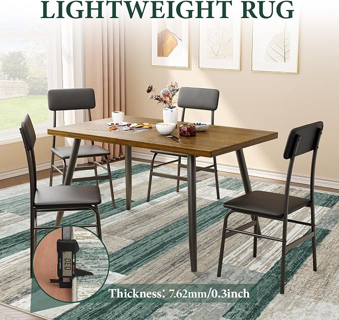 Area Rug Living Room Rugs 8x10 - Large Soft Boho Geometric Rug, Non-Slip Foldable Washable Rugs Non Shedding Morden Indoor Floor Carpet for Living Bedroom Office Dining Room (Green,8'x10')