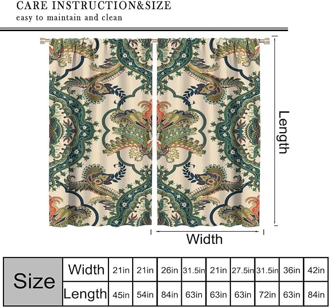 Boho Floral Blackout Curtains, Colorful Mandala Flower Bohemian Ethnic Print Pattern, Bedroom Living Room Kitchen55X63 Inch