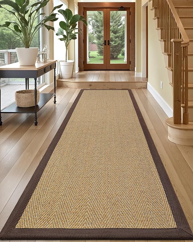LUMI 2x7 Sisal Runner Rug Non Slip for Hallway, Natural Rustic Carpet No Shedding, Farmhouse Braided Area Mat Indoor High Traffic for Living Room, Entryway, Kitchen, Laundry