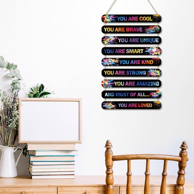 MONALET Gaming Gamer Inspirational Wall Decor for Boys Kids Game Room Playroom Office Nursery, You Are Loved Hanging Wooden Signs Decorations, Positive Affirmations Wall Art Wood Plaque 9Pcs 12x19
