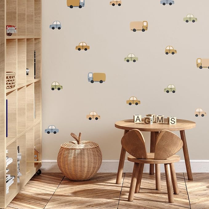 Removable Wall Decals for Kids Room – Peel and Stick Wall Stickers for Girls & Boys Bedroom, Playroom & Nursery – Easy to Apply Wall Decor - Toycars