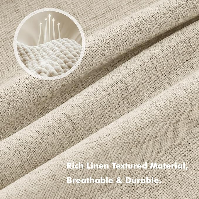 MIULEE 100% Blackout Linen Curtains for Bedroom, Cobblestone Solid Luxury Decor Thermal Insulation Room Darkening Drapes for Living Room Back Tab Rod Pocket 42 x 63 Inches, 2 Panels
