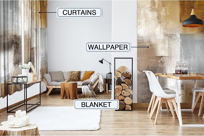 MESHELLY Brown Beige Tan Curtains 42Wx63H Inch Rod Pocket Rustic Vintage Earth Tone Oil Painting Bedroom Window Drapes Aesthetic Modern Neutral Printed Living Room Window Treatment