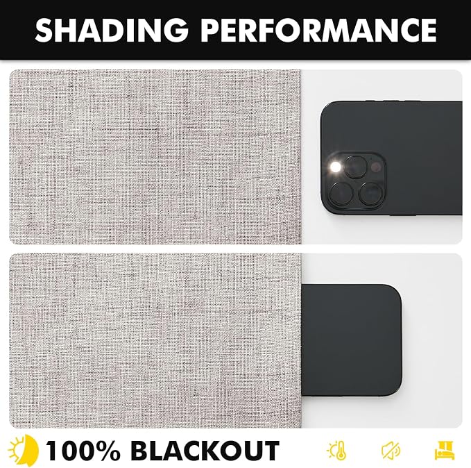 MIULEE 100% Blackout Linen Curtains for Bedroom, Ivory Solid Luxury Decor Thermal Insulation Room Darkening Drapes for Living Room Back Tab Rod Pocket 42 x 105 Inches, 2 Panels