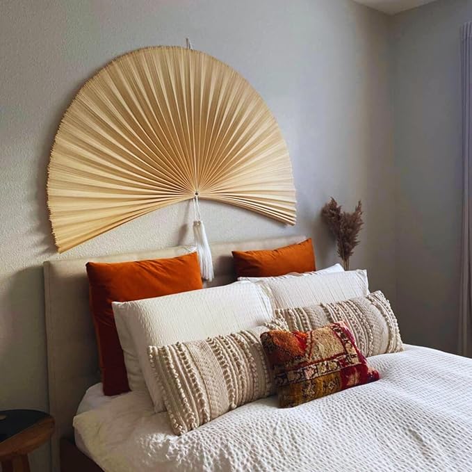 ChumDecor Fan Wall Decor, Japanese Chinese Wall Fans Decor, Boho Hanging Headboard, Decorative Folding Fan for Over Bed Decorations