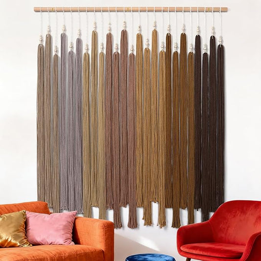 KHOYIME Macrame Wall Hanging Large Boho Home Decor Aesthetic, Bohemian Brown Tassels Tapestry Modern Handmade Artwork Chic Wall Art Decorations for Dining Living Room Bedroom Nursery Office 38.5"x43"