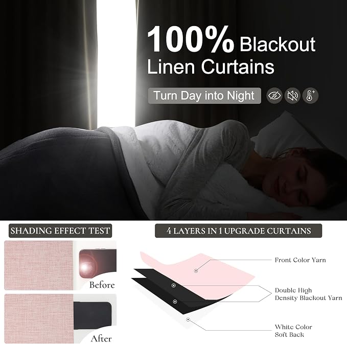 Baby Pink 54 Inch Curtains for Girls Bedroom Room 2 Panel Sets, Cute Total Blackout Nursery Curtain for Winter Insulated 4-1/2 ft Short Drapes for 50 Inch Small Window Cassroom Light Pink(50" Wx54" L)