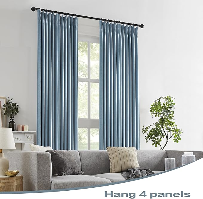 DUALIFE Blue Pinch Pleated Accordion Blackout Curtains 84 Inch Long 2 Panels Set Pinch Pleat Drapes for Living Room Bedroom Thermal Insulated Full Blackout Draperies with Hooks 40" Wx84 L