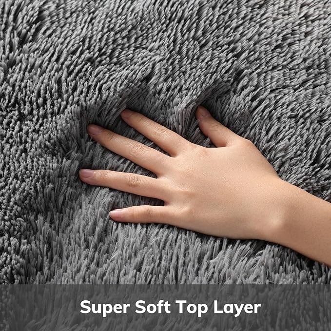 Ophanie 5x7 Area Rugs for Living Room Grey, Fluffy Shag Large Fuzzy Plush Soft Rug, Gray Shaggy Floor Big Carpets for Bedroom Nursery, Kids Home Decor Aesthetic with Over 99 pcs Pile fibers