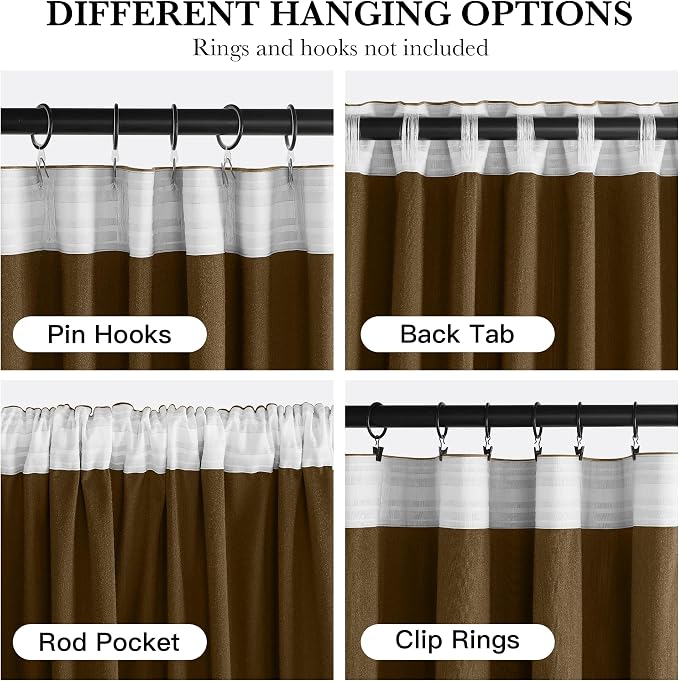 RYB HOME Luxurious Bronze Velvet Curtain Panels for Living Room Bedroom, Heavy Duty Thermal Insulated Floor-Length Velvet Drapes with Hook Belt for Vintage Decor, 52" W x L84 L, 2 Panels Set