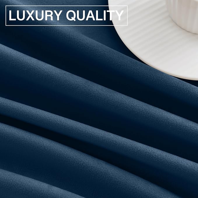 StangH Navy Blue Velvet Curtains 84 inches - Luxury Decor Blackout Thermal Insulated Sliding Door Curtains Drapes with Dual Rod Pocket for Living Room/Guest Room, Navy Blue, W52 x L84, 2 Panels